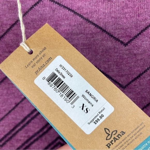 prAna Delia Dress Sangria NWT XS - Picture 5 of 9